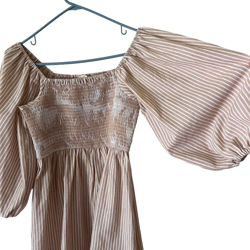 BIBI Smocked Mini Milkmaid Dress Puff Sleeve Cottagecore Womens Medium Peasant